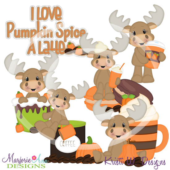 Happy Moose Pumpkin Spice Latte SVG Cutting Files + Clip Art - Click Image to Close